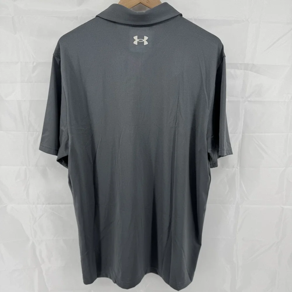 NEW‎ Under Armour Playoff Polo Large Shirt Golf Gray Orange UA 3.0 Stripe Polo